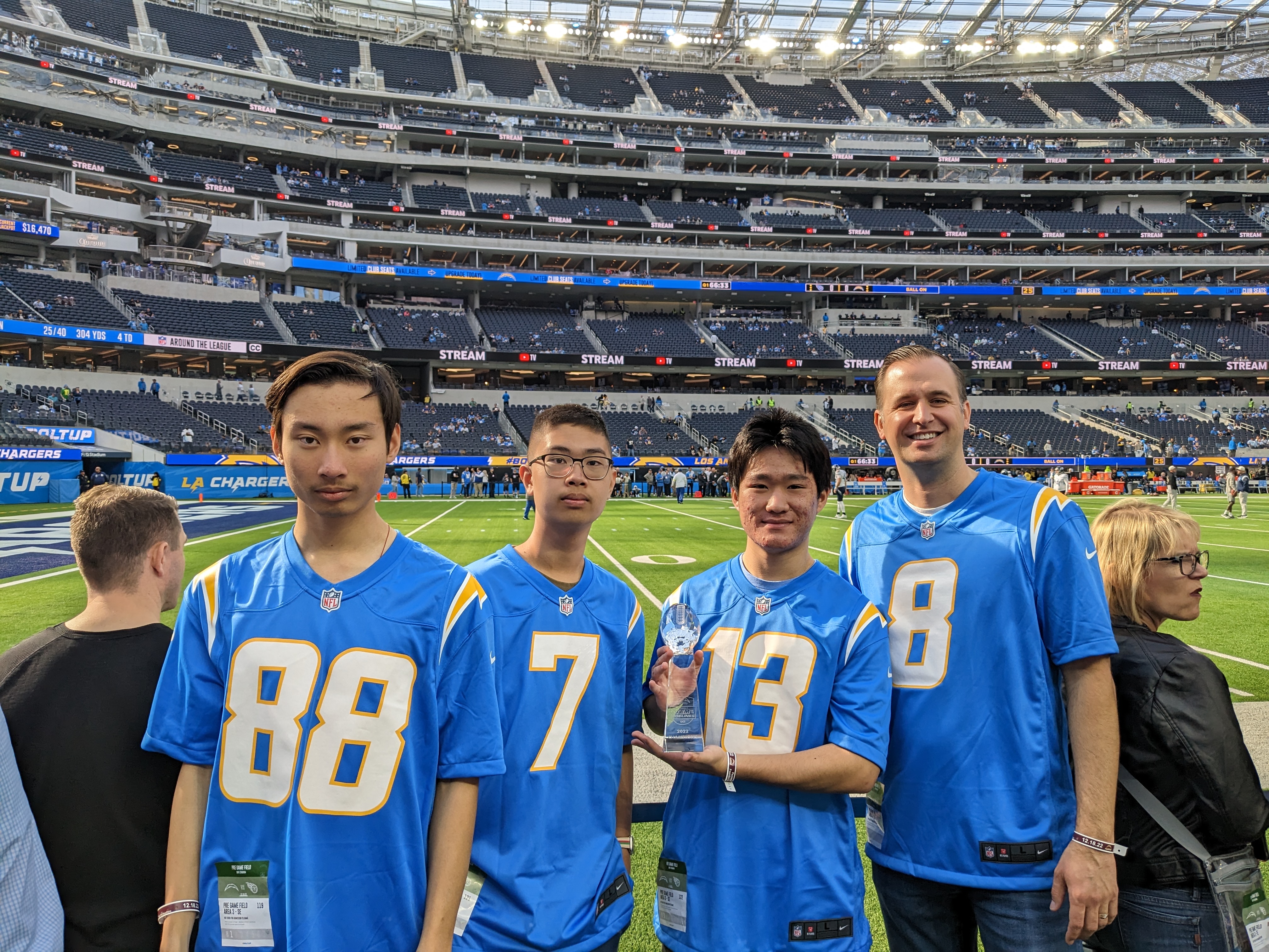 Students at Chargers game
