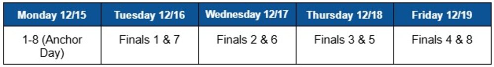 Finals Week Schedule 