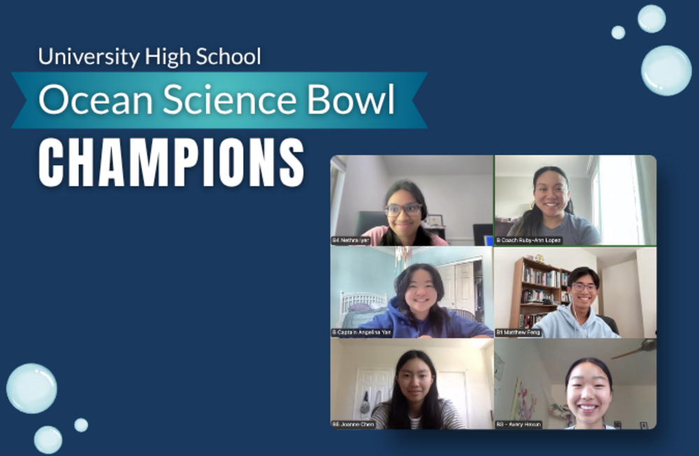 Ocean science bowl team photo via Zoom