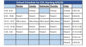 2020 EDL Schedule