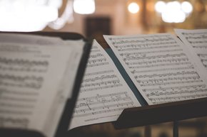 sheet music on stands