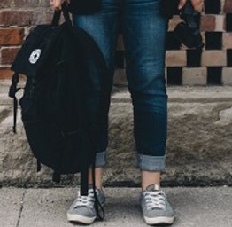 Student with backpack