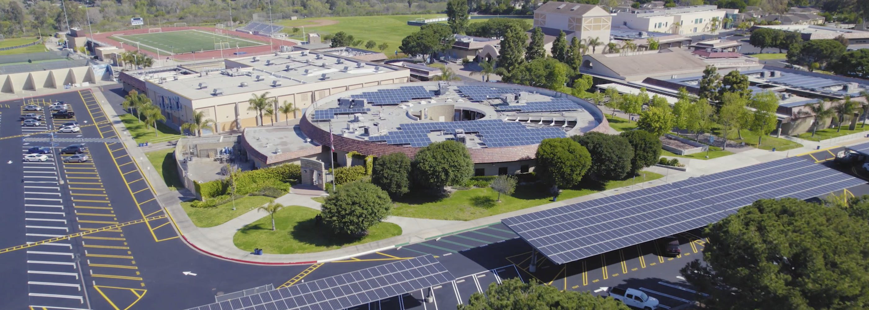 drone shot of school