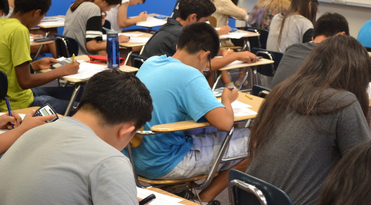 Students taking a test