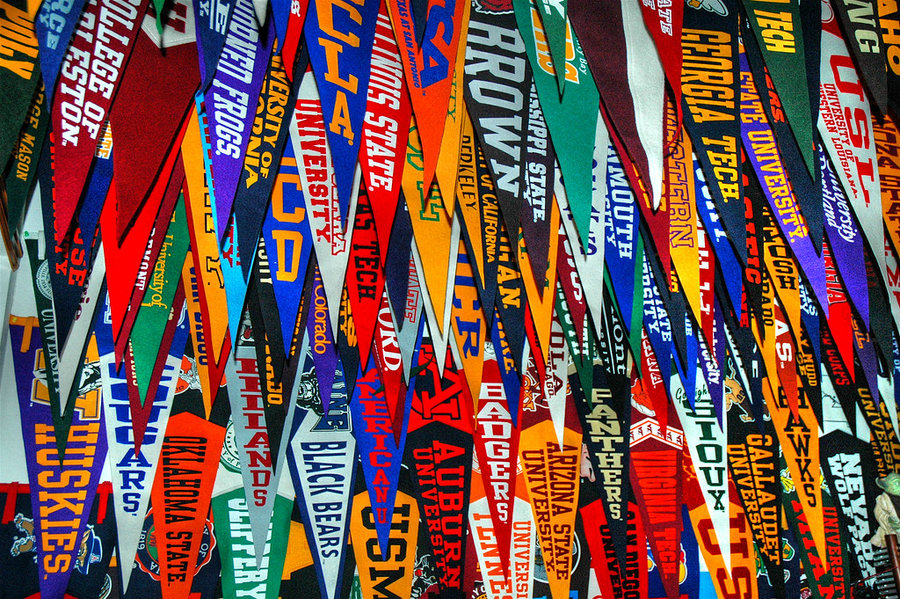 Row of College Pennants